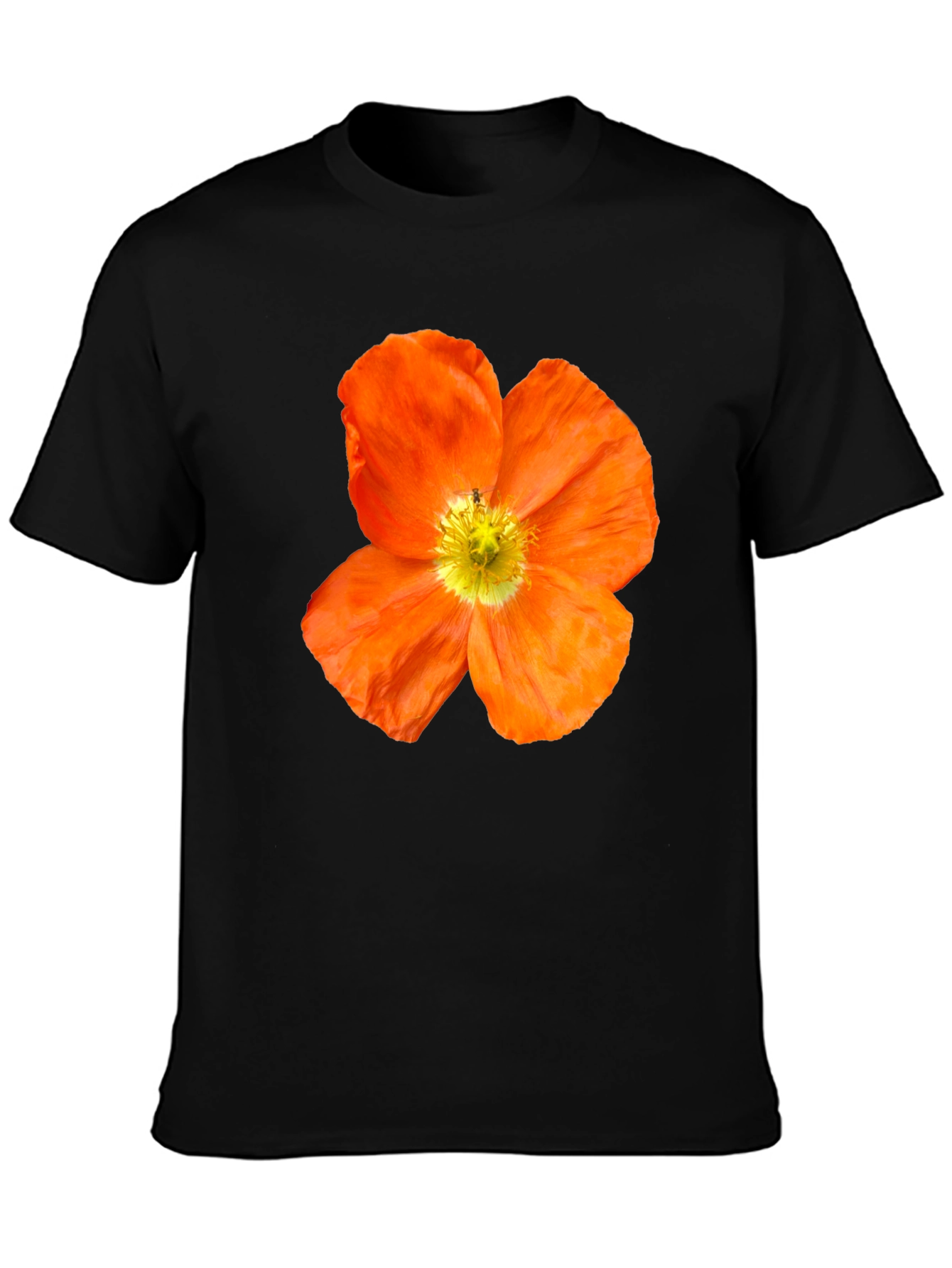 Floral Print T-Shirt - Bold Orange Poppy Design