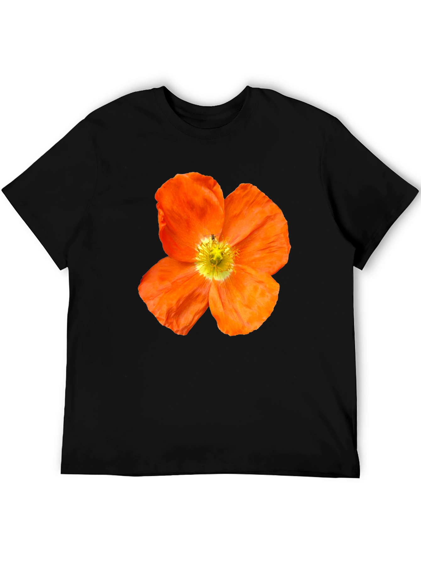 Floral Print T-Shirt - Bold Orange Poppy Design