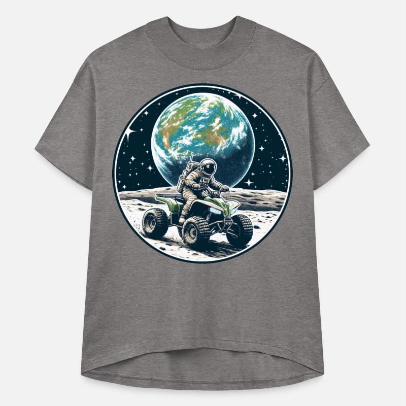 Astronaut exploring Moon on a quad bike