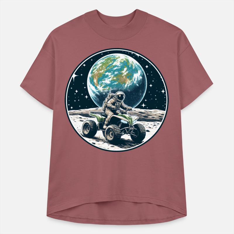 Astronaut exploring Moon on a quad bike