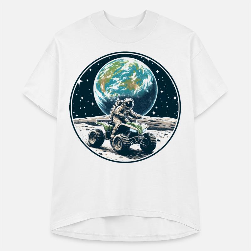 Astronaut exploring Moon on a quad bike