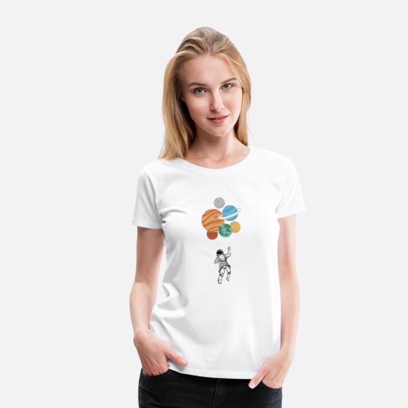 Astronaut Holding Planet Balloons Solar System Spa