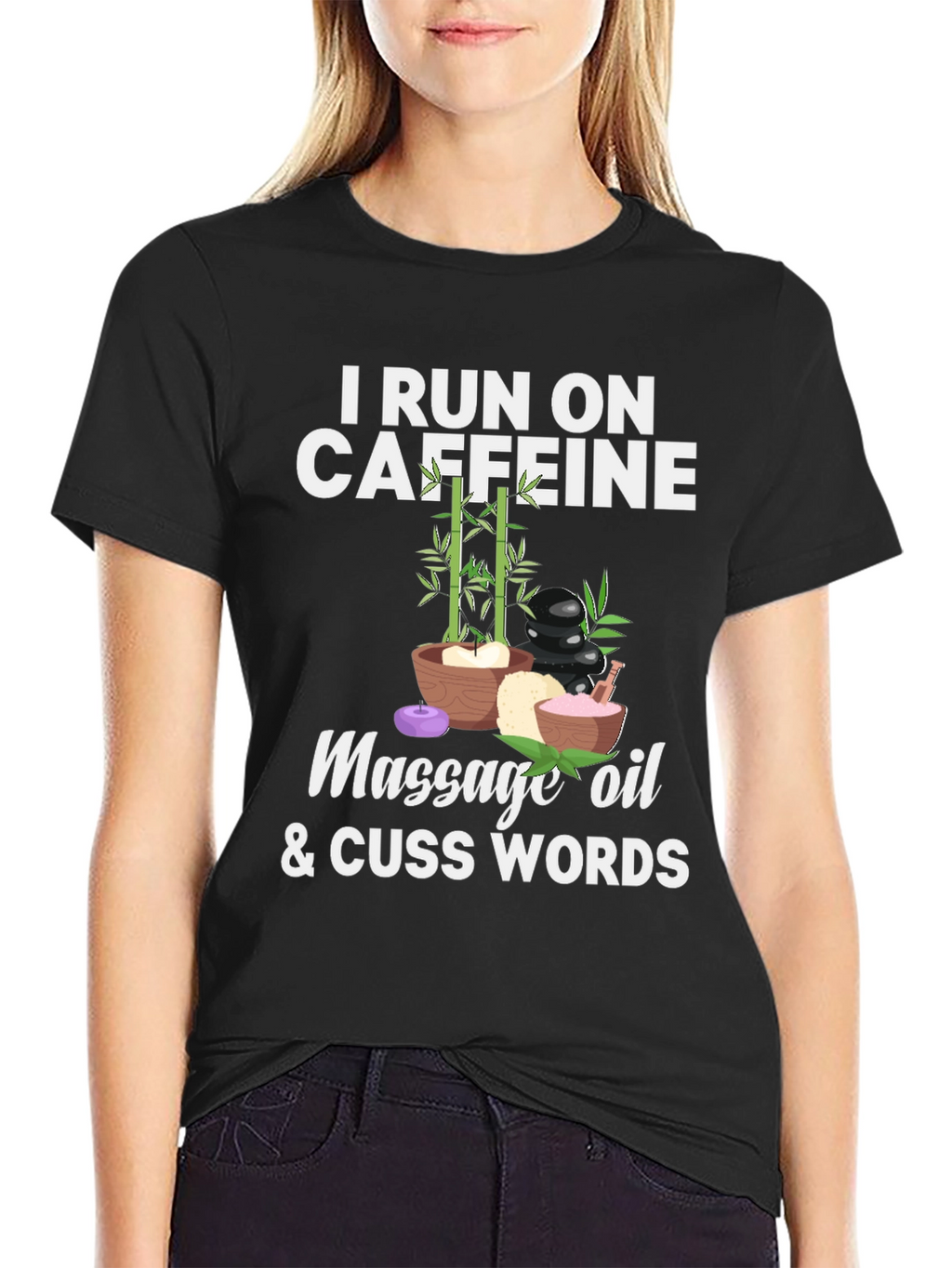 Caffeine Massage Oil & Cuss Words Graphic Tee