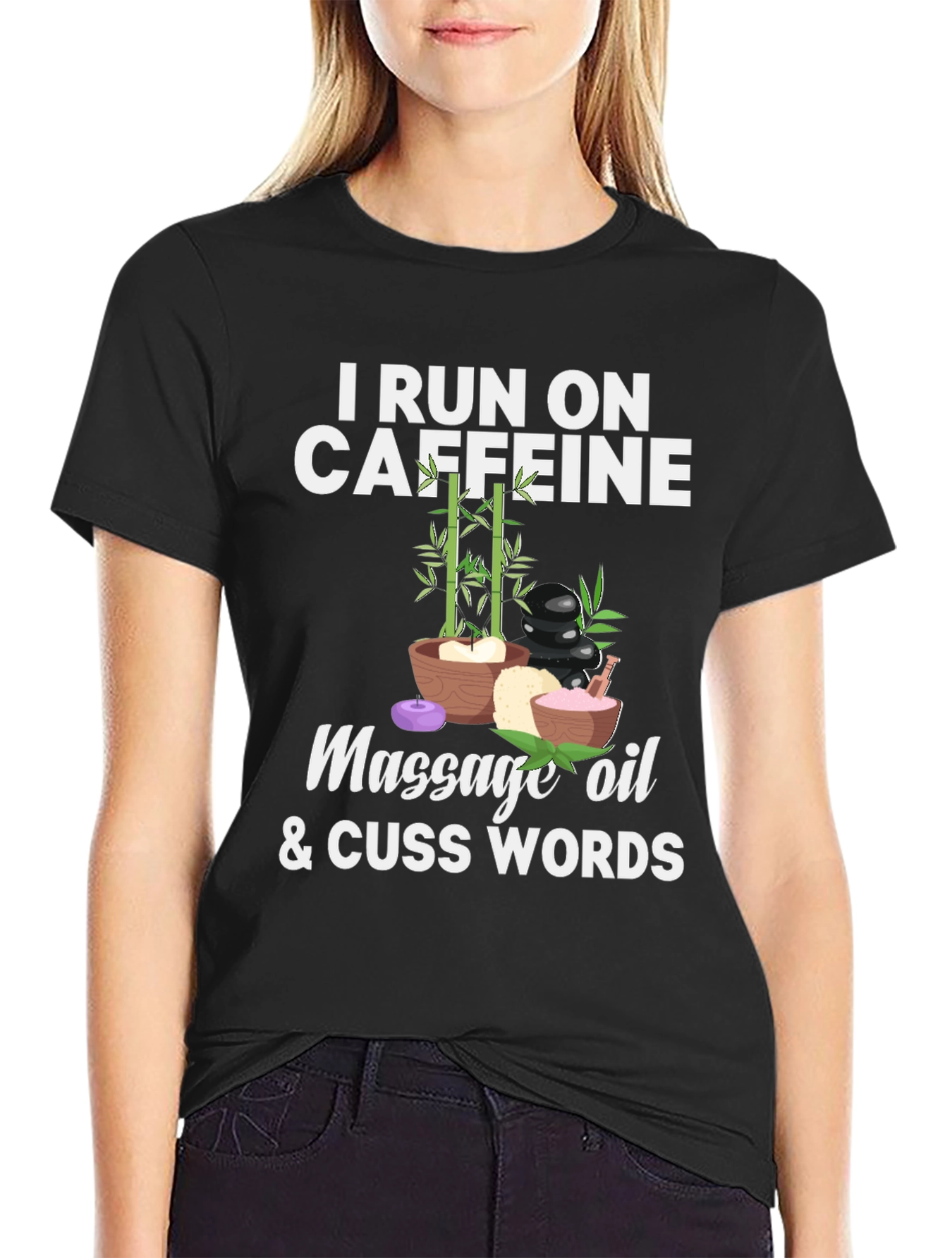 Caffeine Massage Oil & Cuss Words Graphic Tee