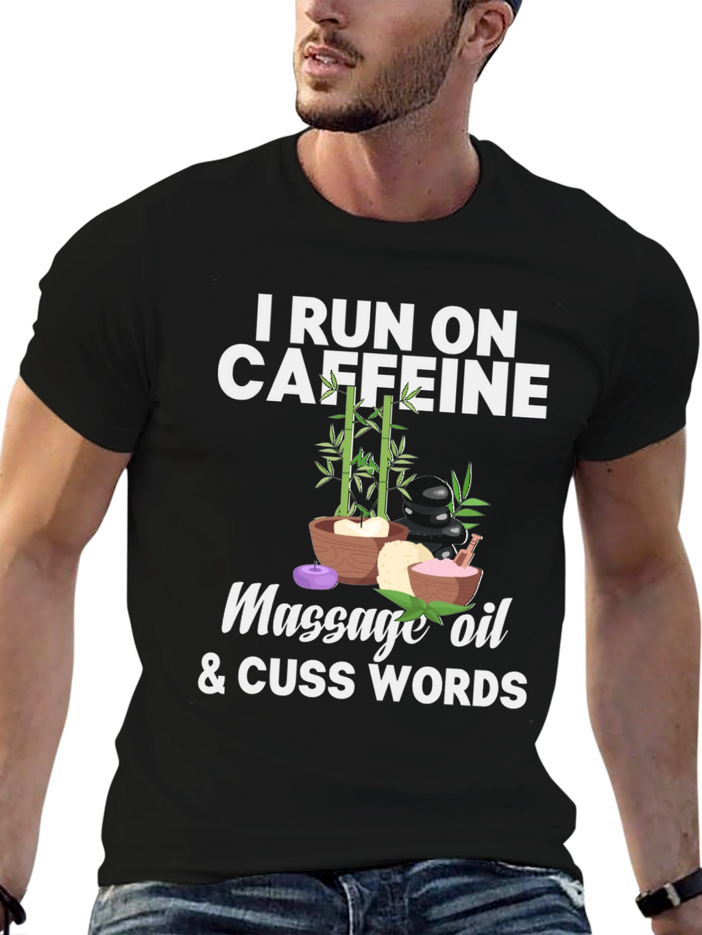 Caffeine Massage Oil & Cuss Words Graphic Tee