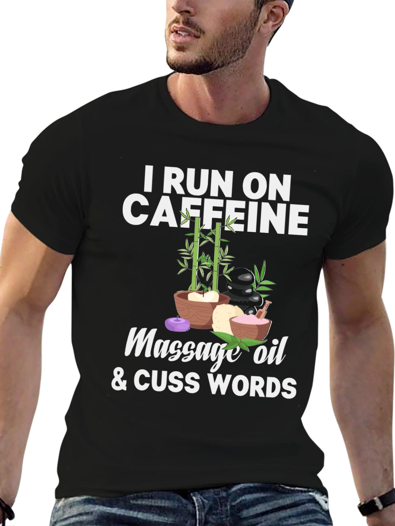 Caffeine Massage Oil & Cuss Words Graphic Tee