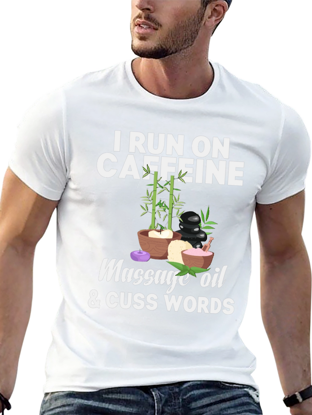 Caffeine Massage Oil & Cuss Words Graphic Tee
