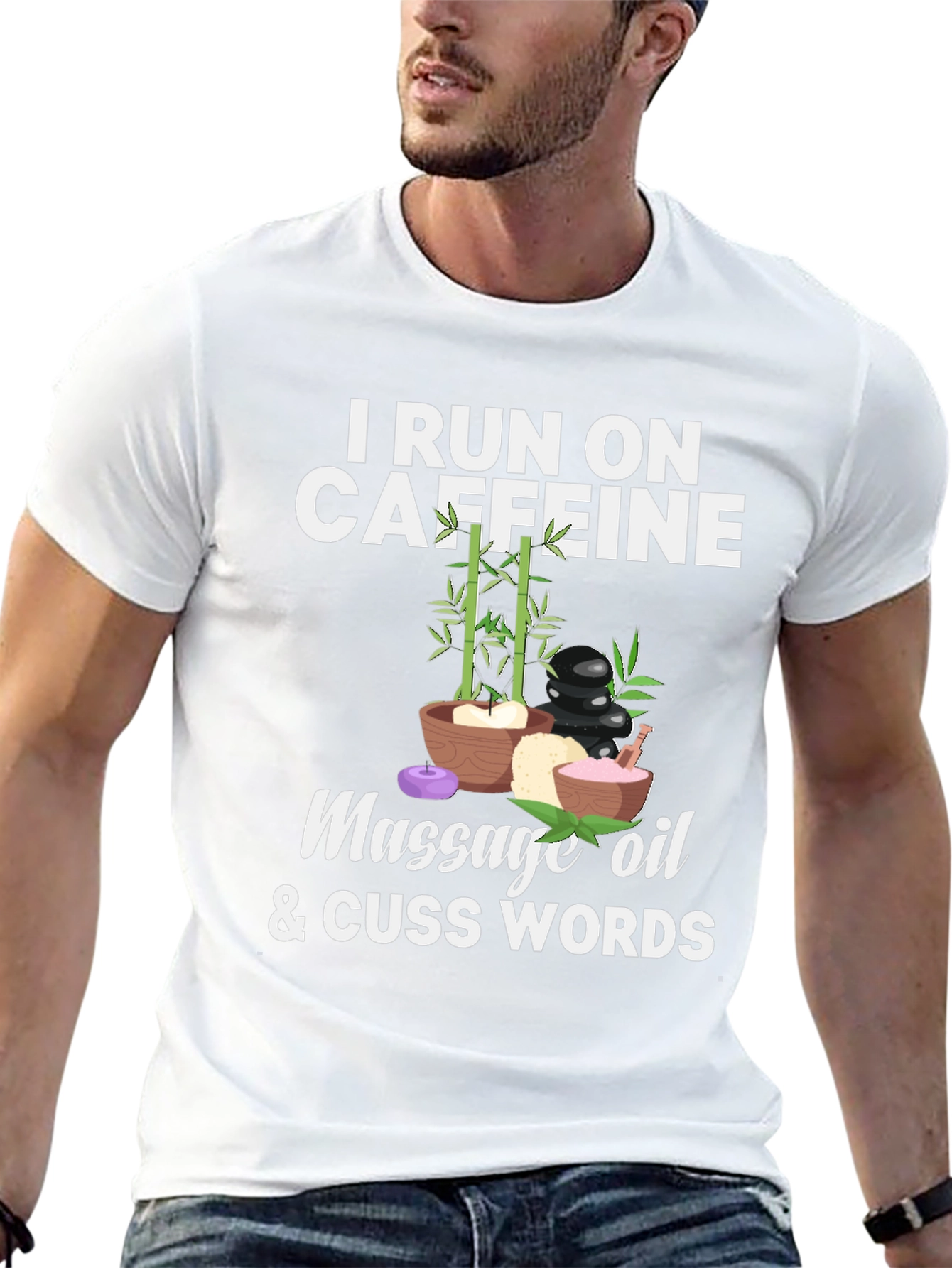 Caffeine Massage Oil & Cuss Words Graphic Tee
