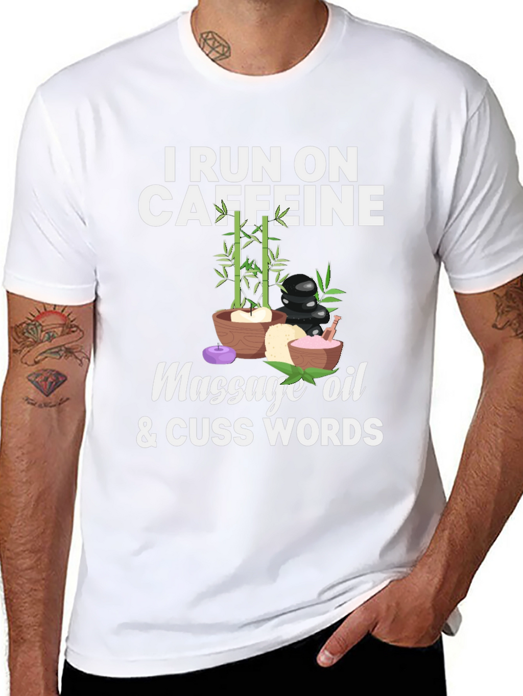 Caffeine Massage Oil & Cuss Words Graphic Tee
