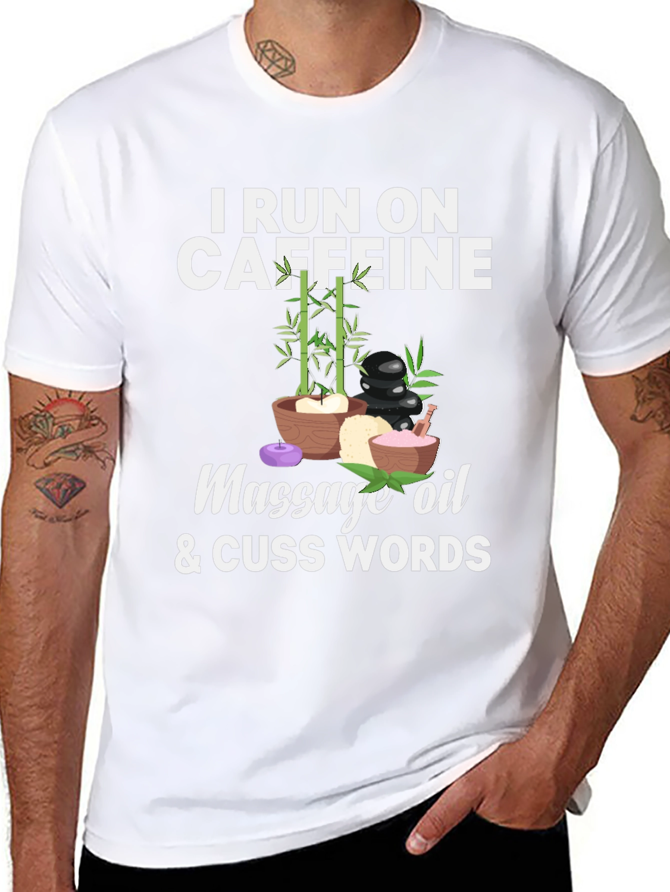 Caffeine Massage Oil & Cuss Words Graphic Tee