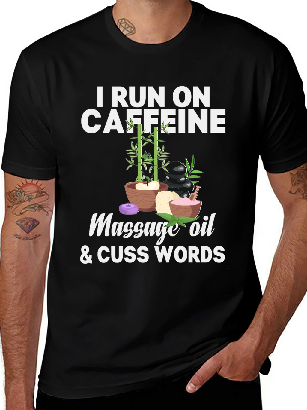 Caffeine Massage Oil & Cuss Words Graphic Tee