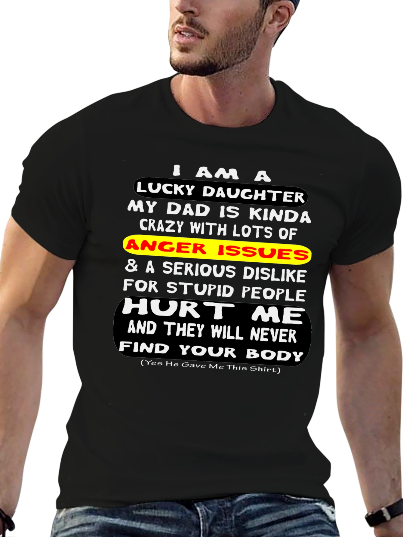 Lucky Daughter Graphic T-Shirt - Novelty Dad Gift