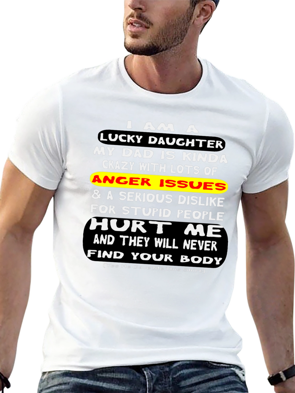 Lucky Daughter Graphic T-Shirt - Novelty Dad Gift