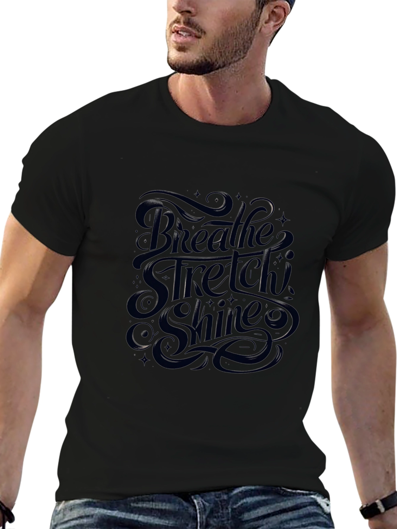 Breathe Stretch Shine Graphic Black T-Shirt
