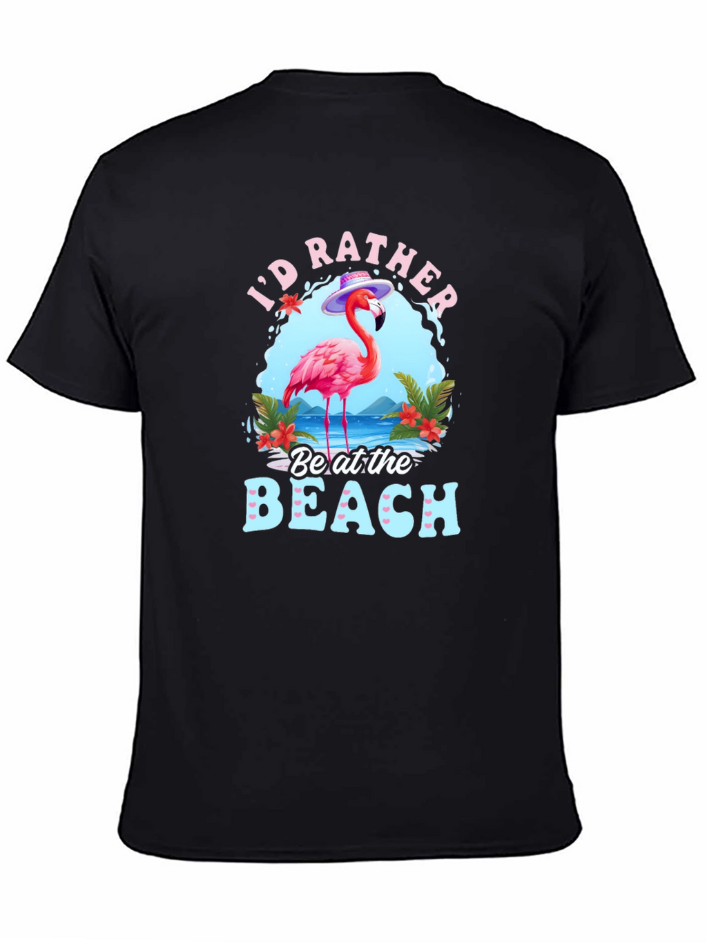 Id Rather Be at the Beach Flamingo Graphic T-Shirt