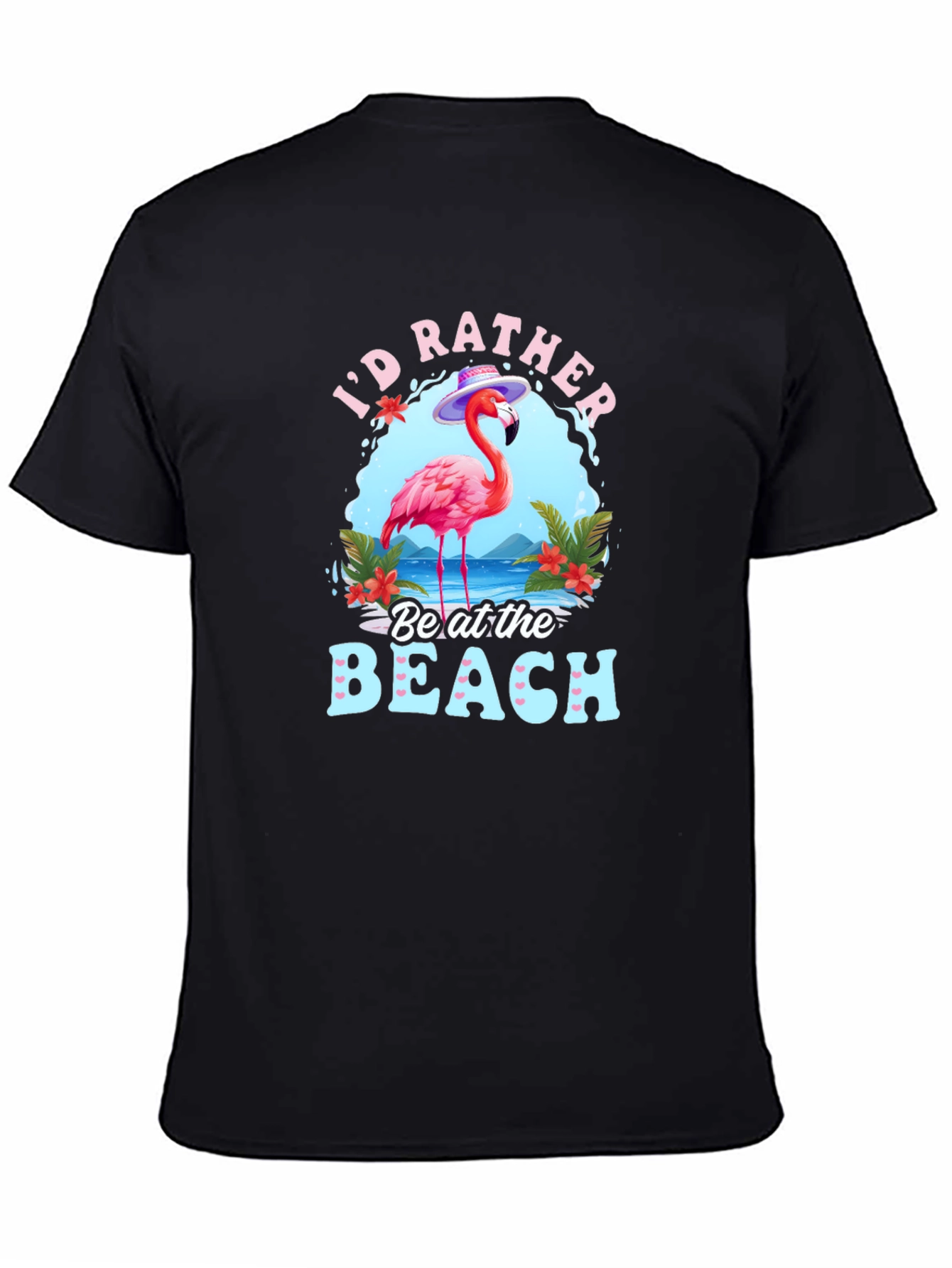Id Rather Be at the Beach Flamingo Graphic T-Shirt