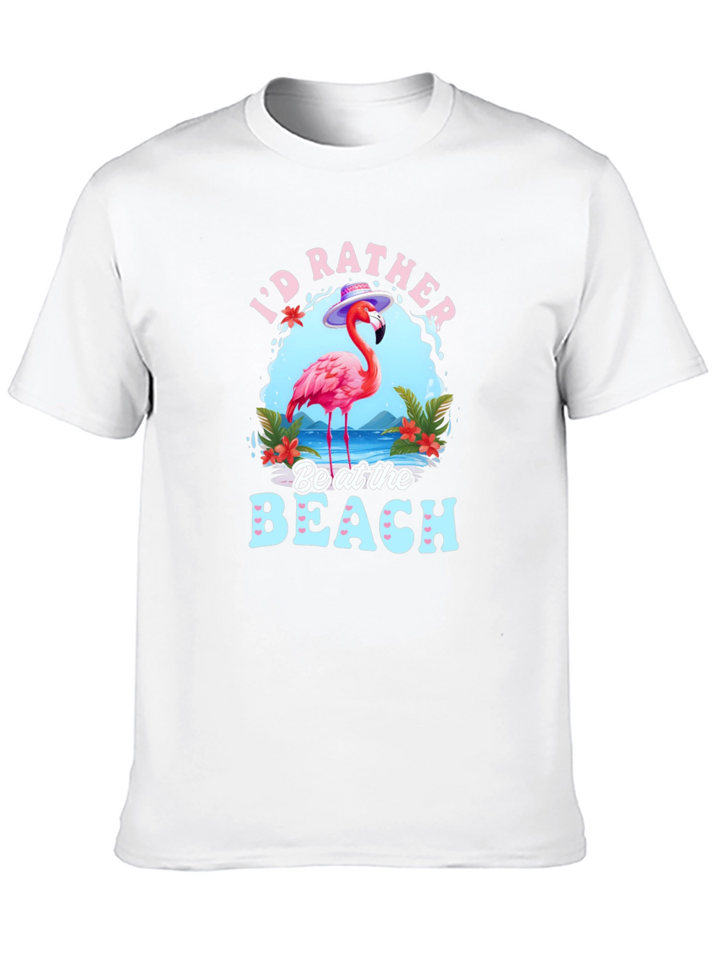 Id Rather Be at the Beach Flamingo Graphic T-Shirt