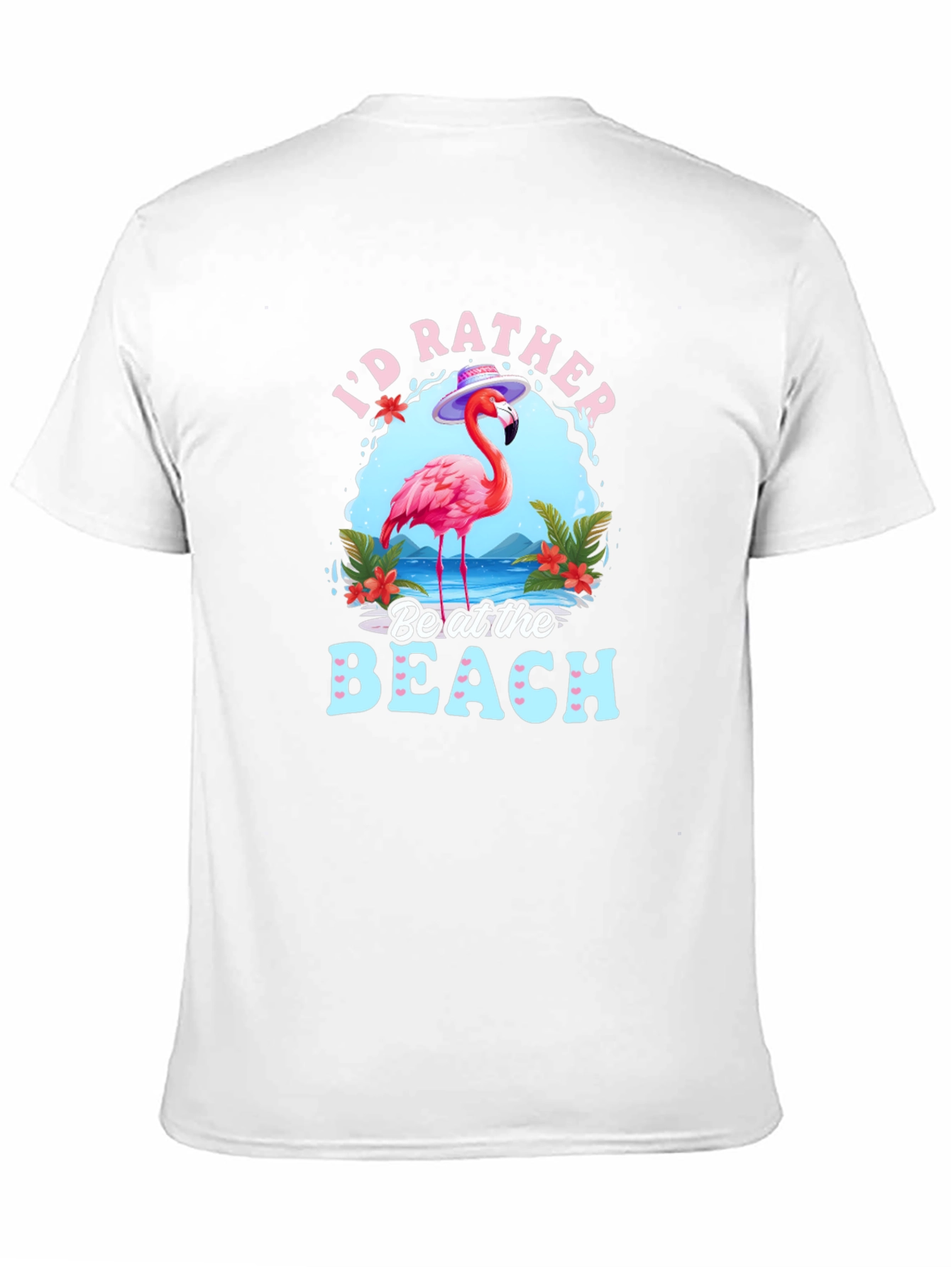 Id Rather Be at the Beach Flamingo Graphic T-Shirt