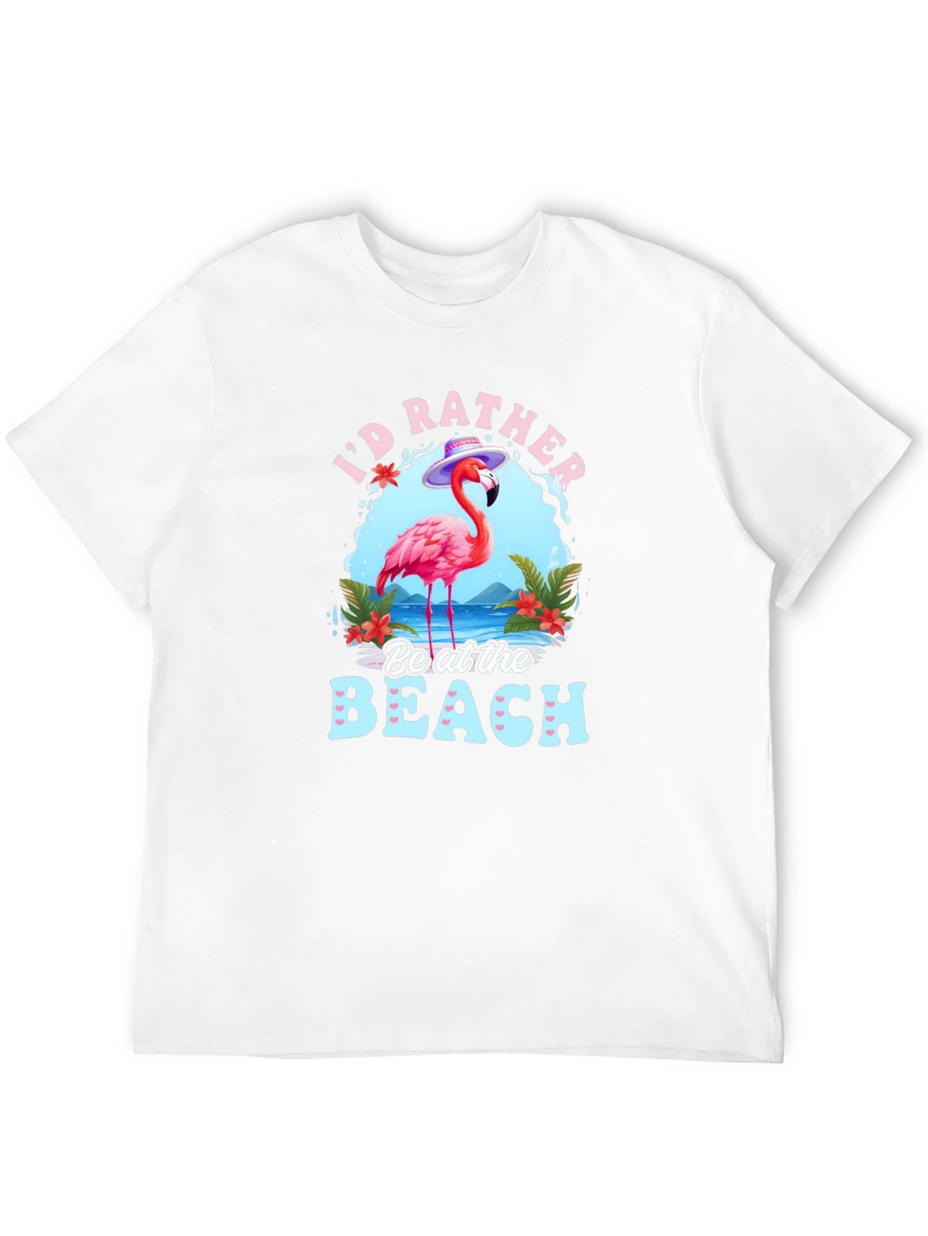 Id Rather Be at the Beach Flamingo Graphic T-Shirt