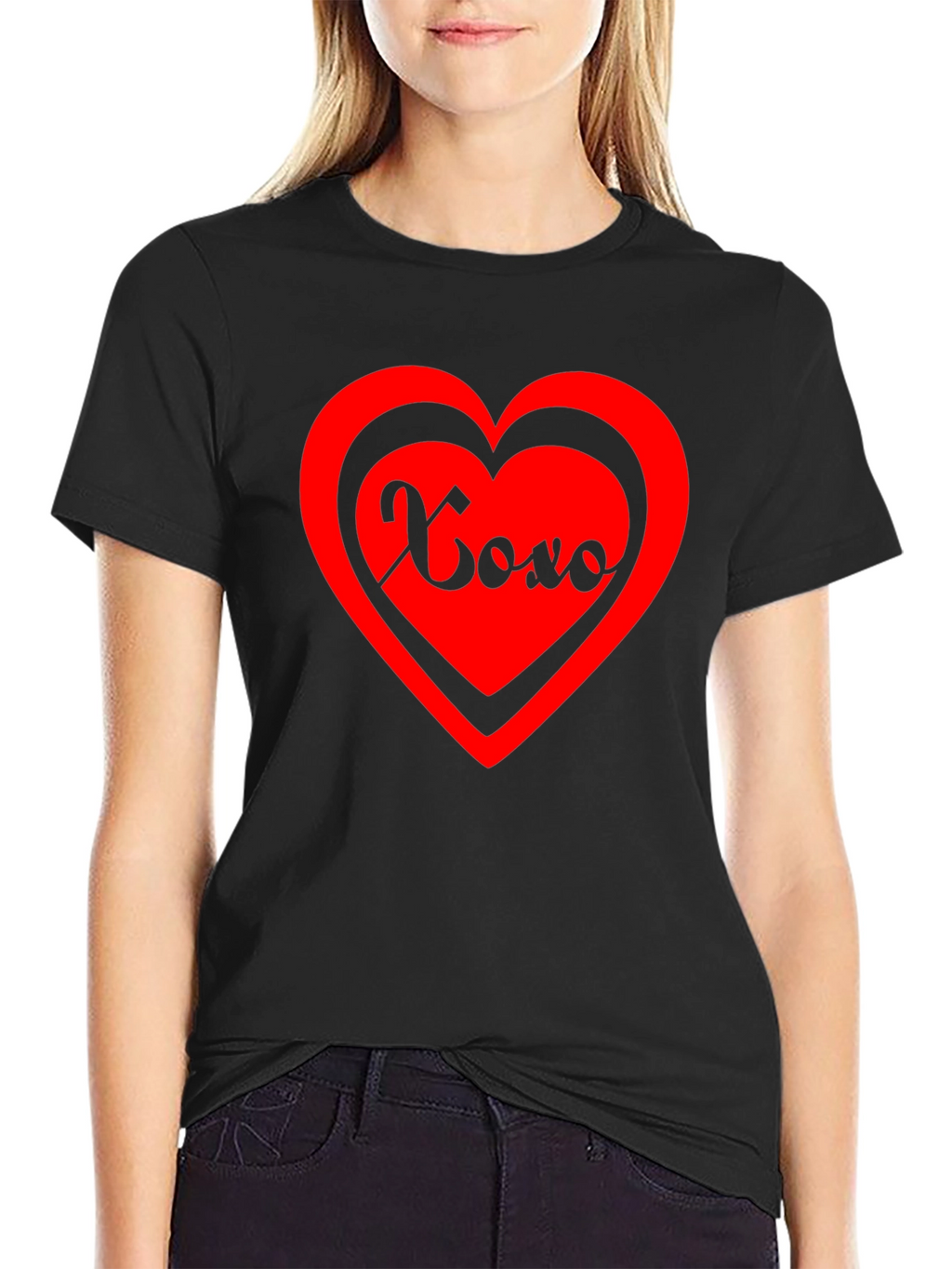 XOXO Heart Graphic Tee - Black