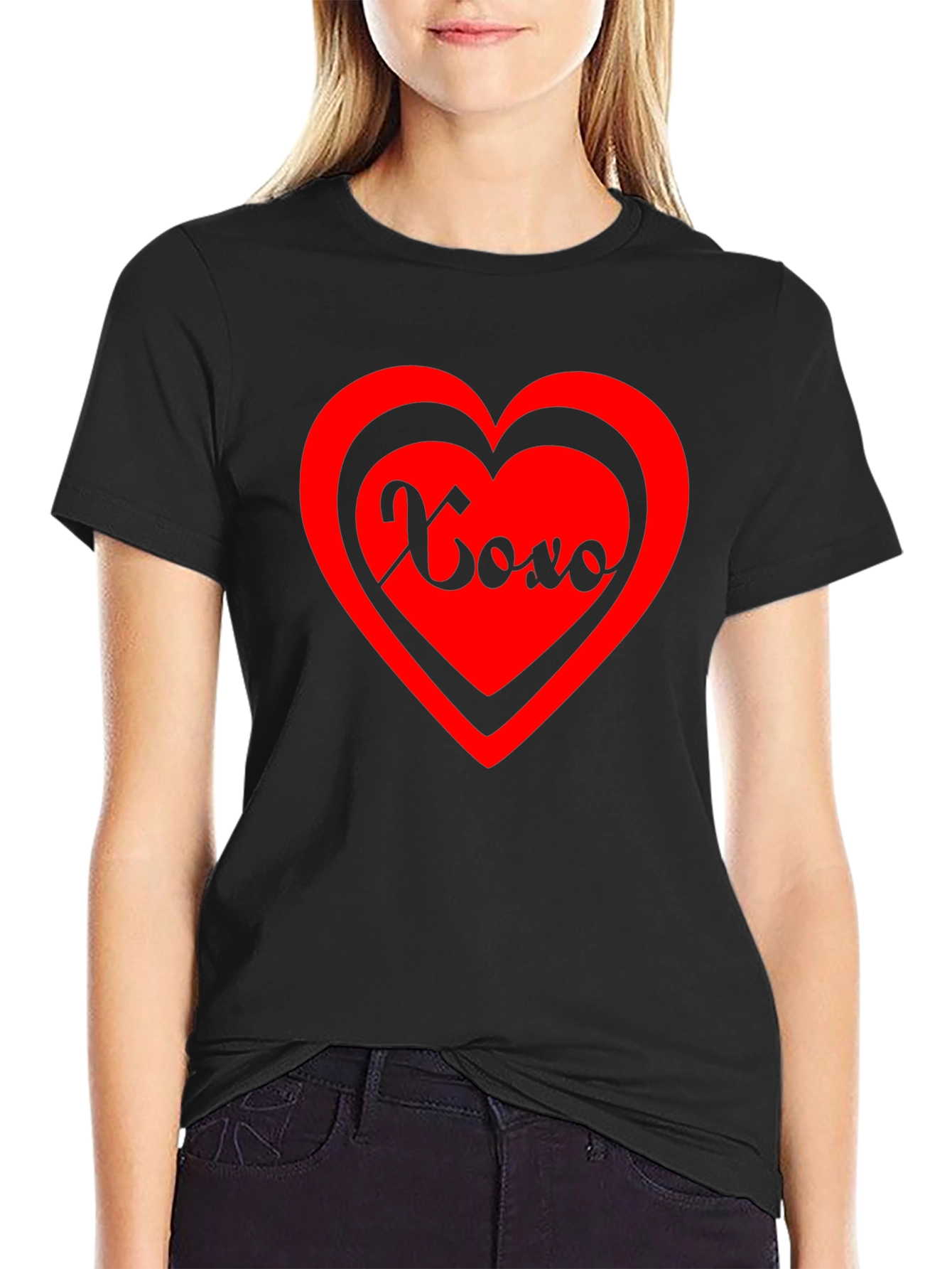XOXO Heart Graphic Tee - Black