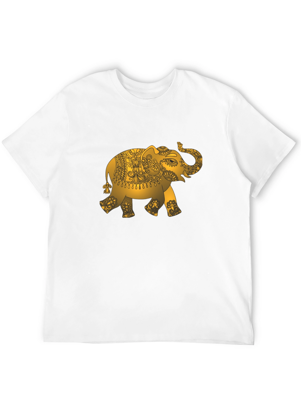 Gold Elephant Graphic Black T-Shirt