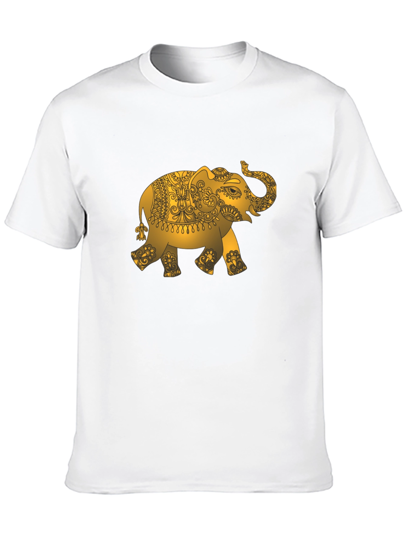 Gold Elephant Graphic Black T-Shirt