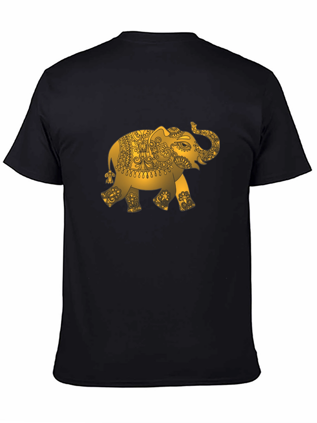 Gold Elephant Graphic Black T-Shirt