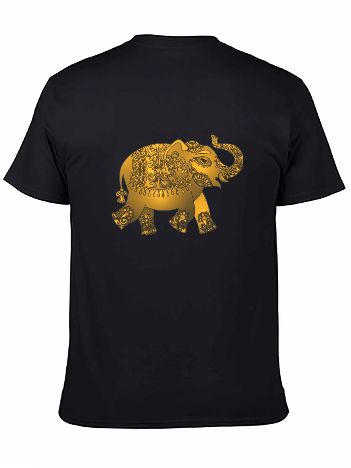 Gold Elephant Graphic Black T-Shirt