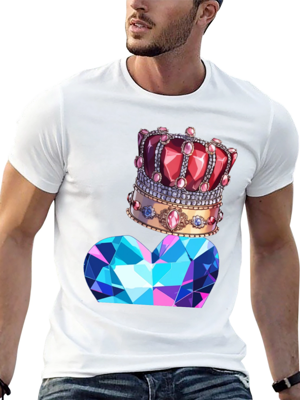 Crown & Diamond T-Shirt - Stylish Graphic Tee