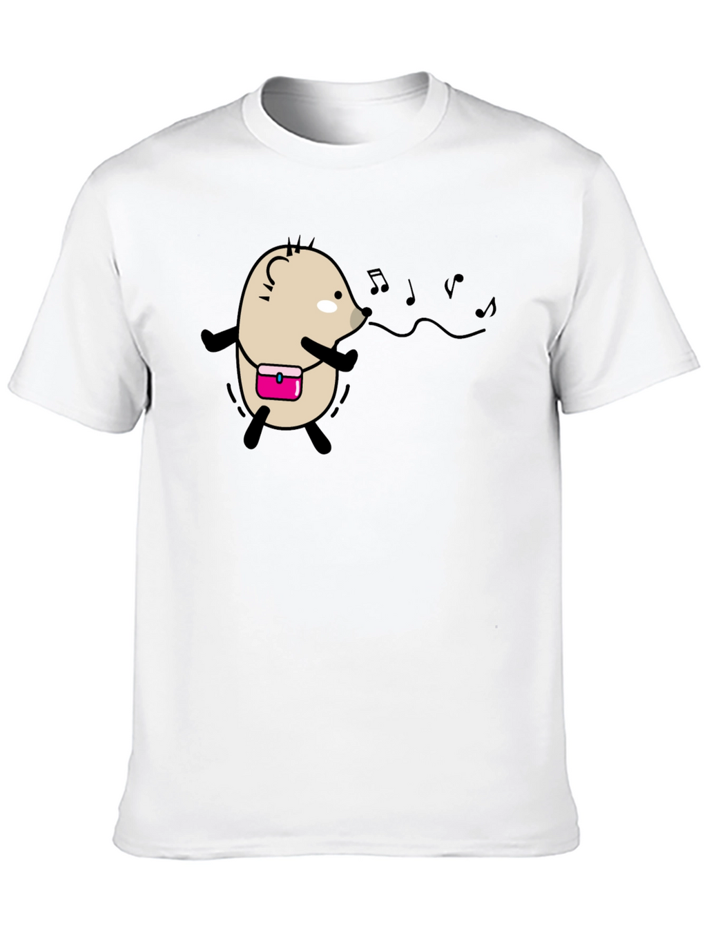 Whimsical Singing Hedgehog Black T-Shirt