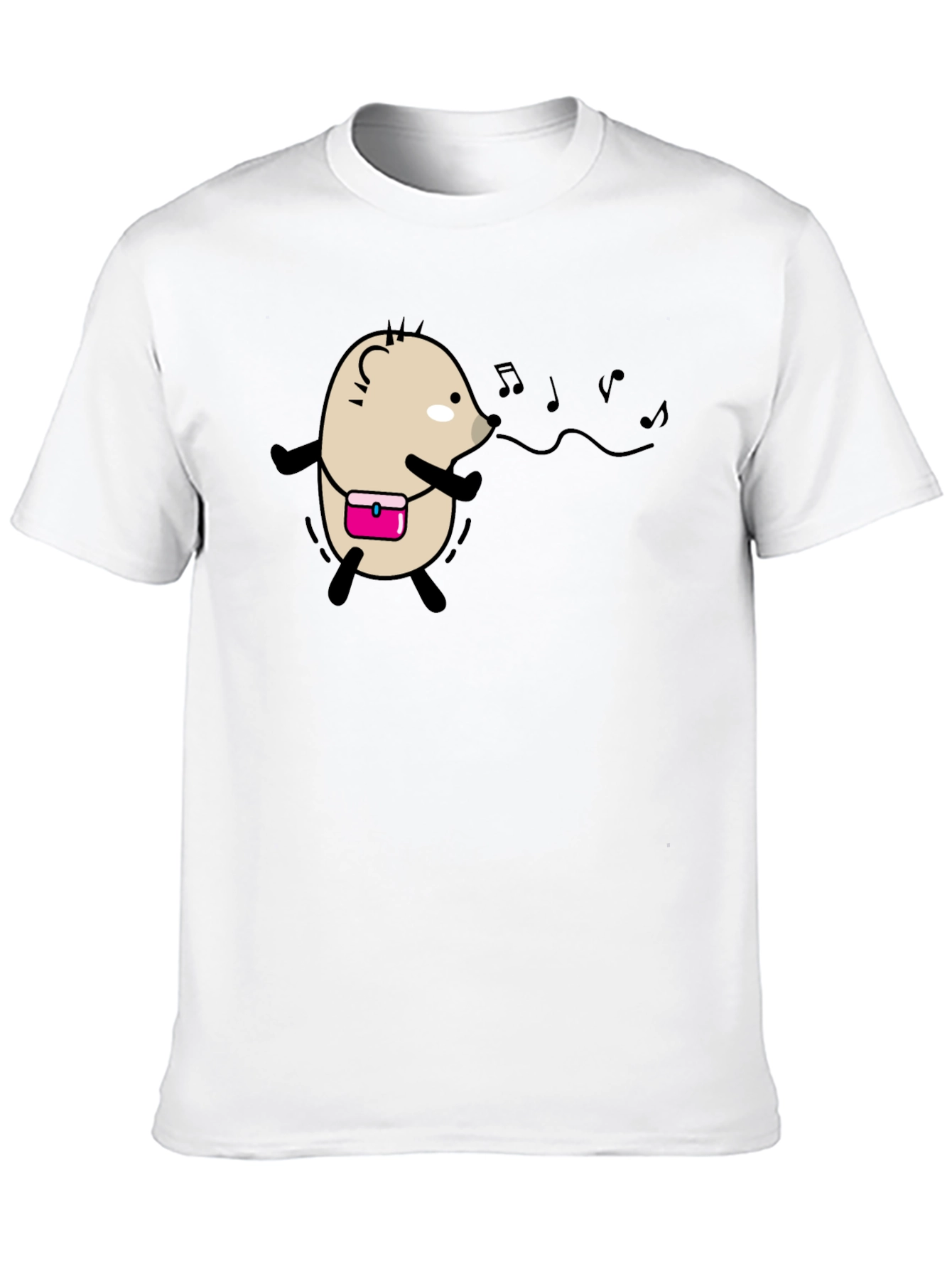 Whimsical Singing Hedgehog Black T-Shirt