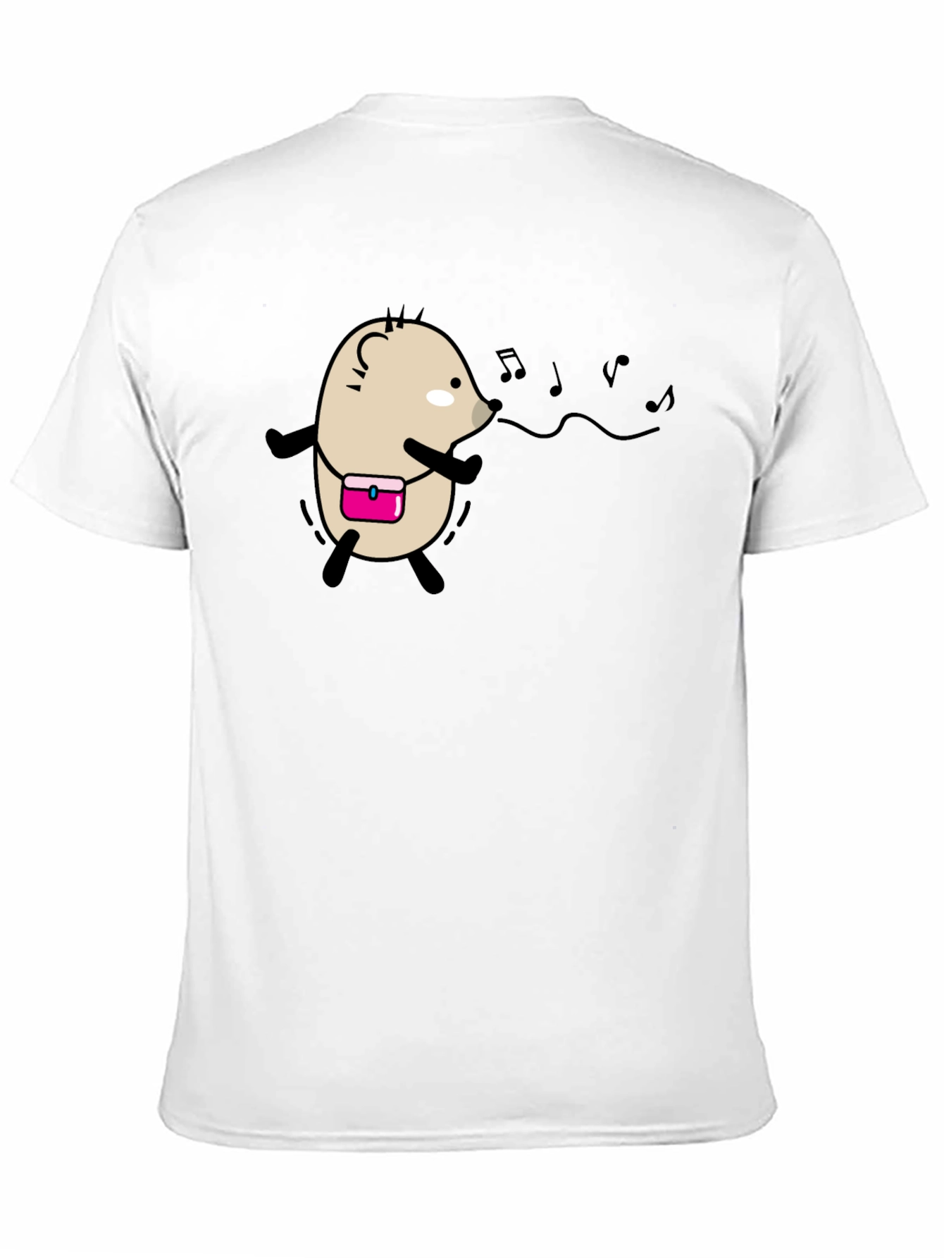 Whimsical Singing Hedgehog Black T-Shirt