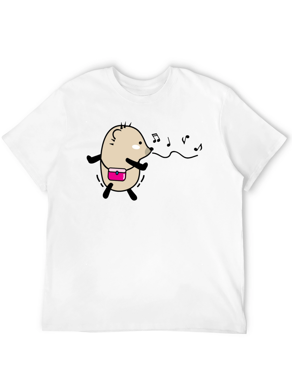 Whimsical Singing Hedgehog Black T-Shirt