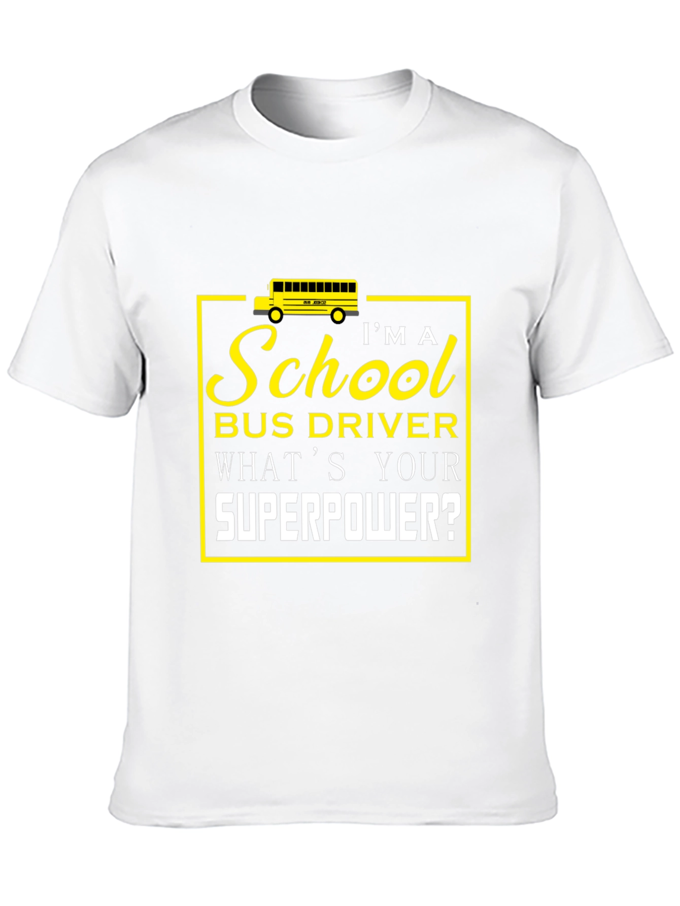 School Bus Driver Superpower Black Graphic T-Shirt