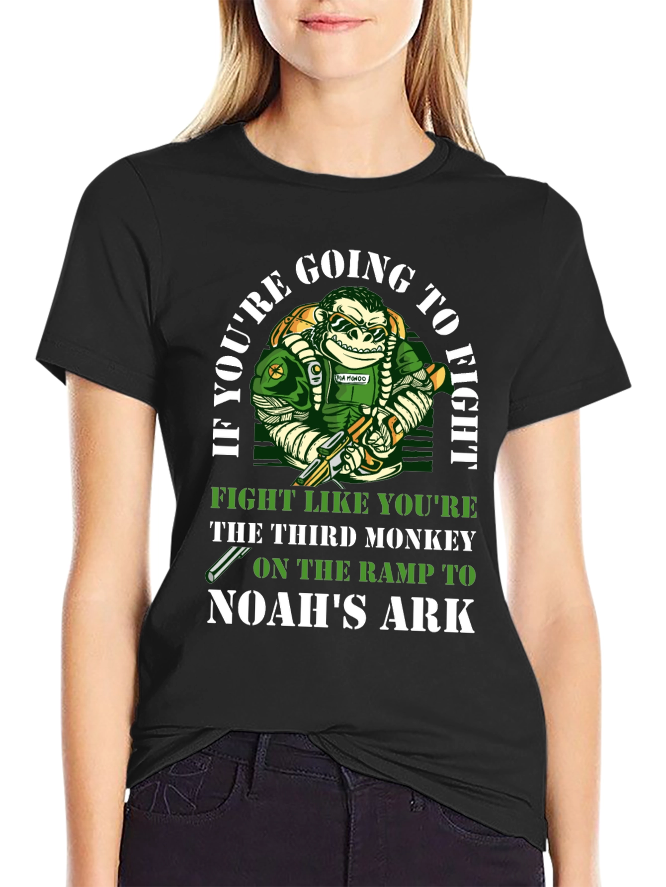 Noahs Ark Monkey T-Shirt - Fight Like Youre The Third Monkey