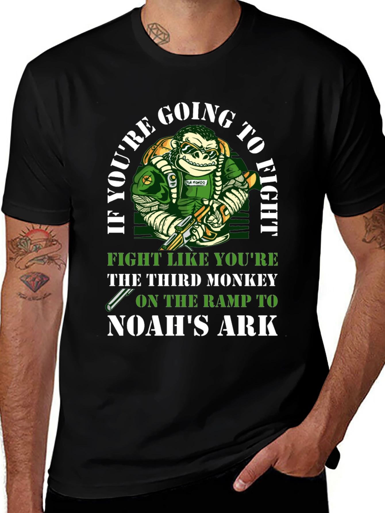 Noahs Ark Monkey T-Shirt - Fight Like Youre The Third Monkey
