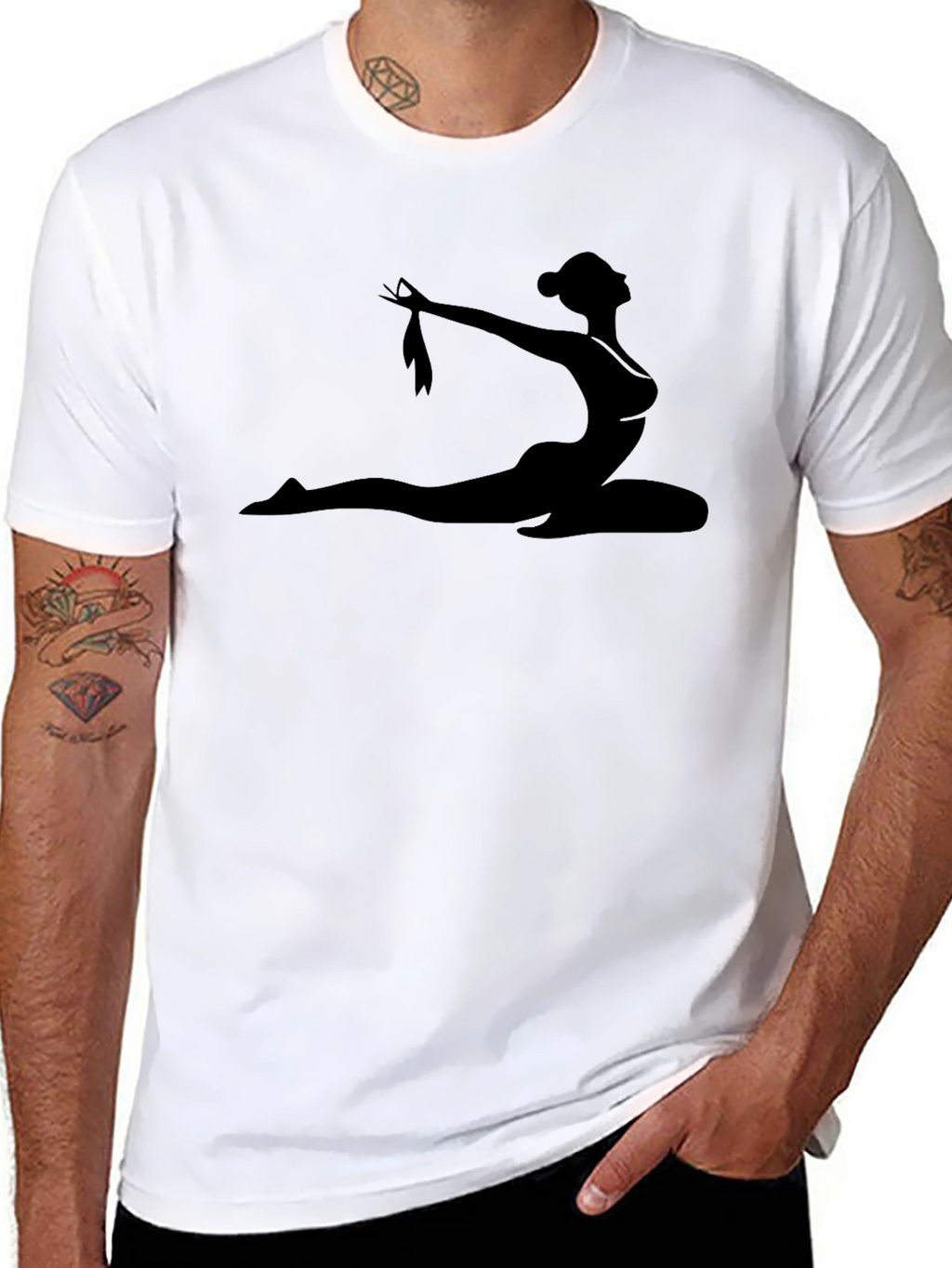 Silhouette Yoga Pose Black T-Shirt