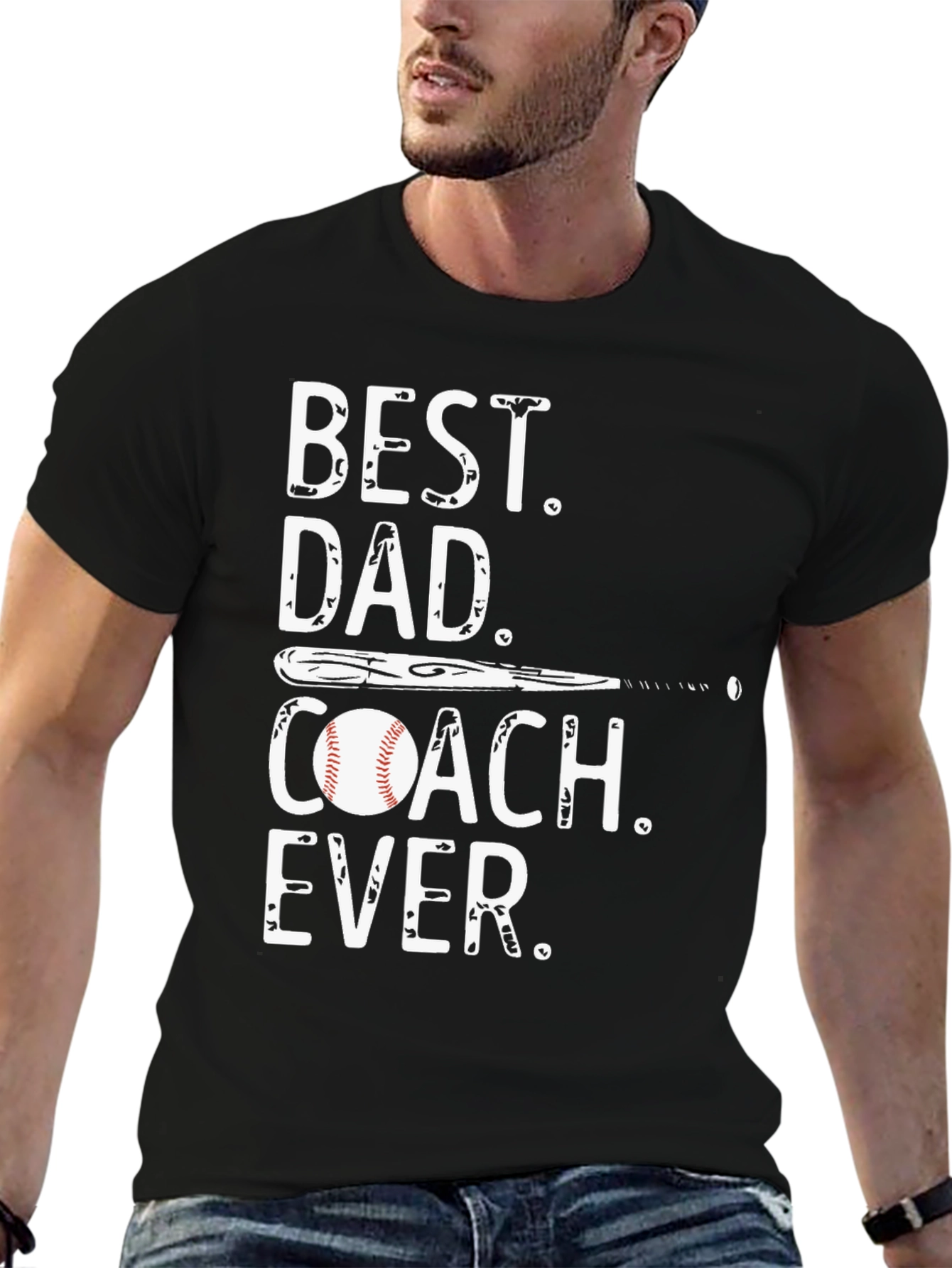 Best Dad Coach Ever T-Shirt Baseball Fathers Day Gift