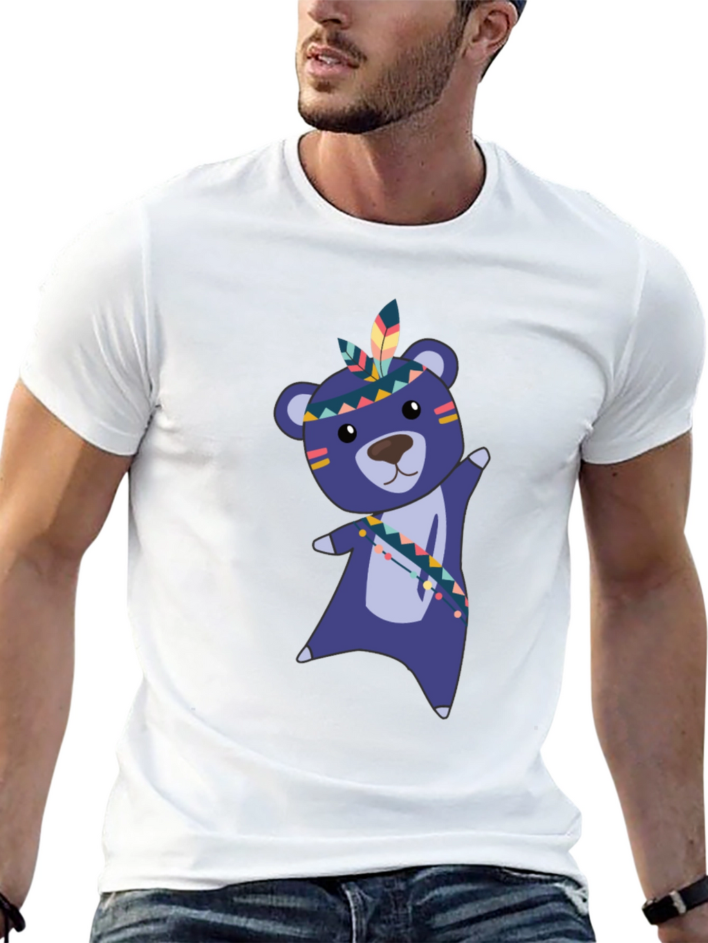Tribal Bear Graphic Black T-Shirt