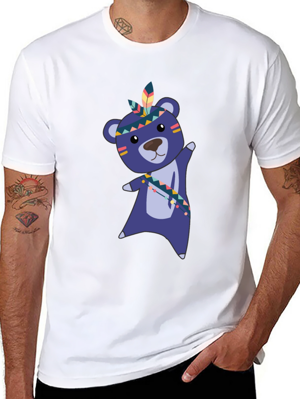 Tribal Bear Graphic Black T-Shirt