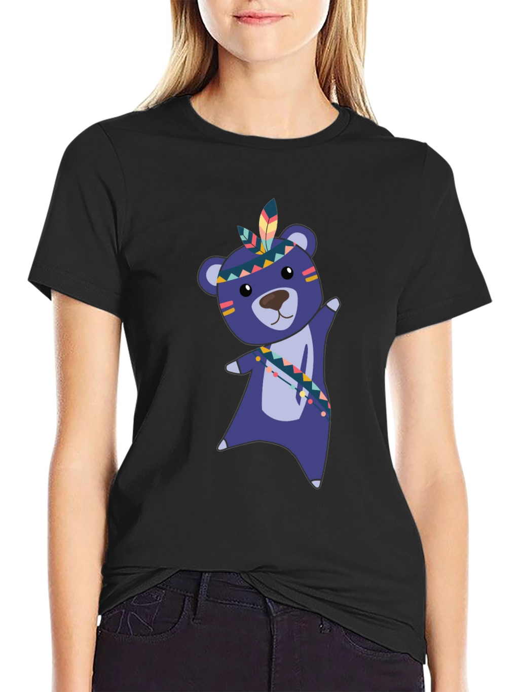 Tribal Bear Graphic Black T-Shirt
