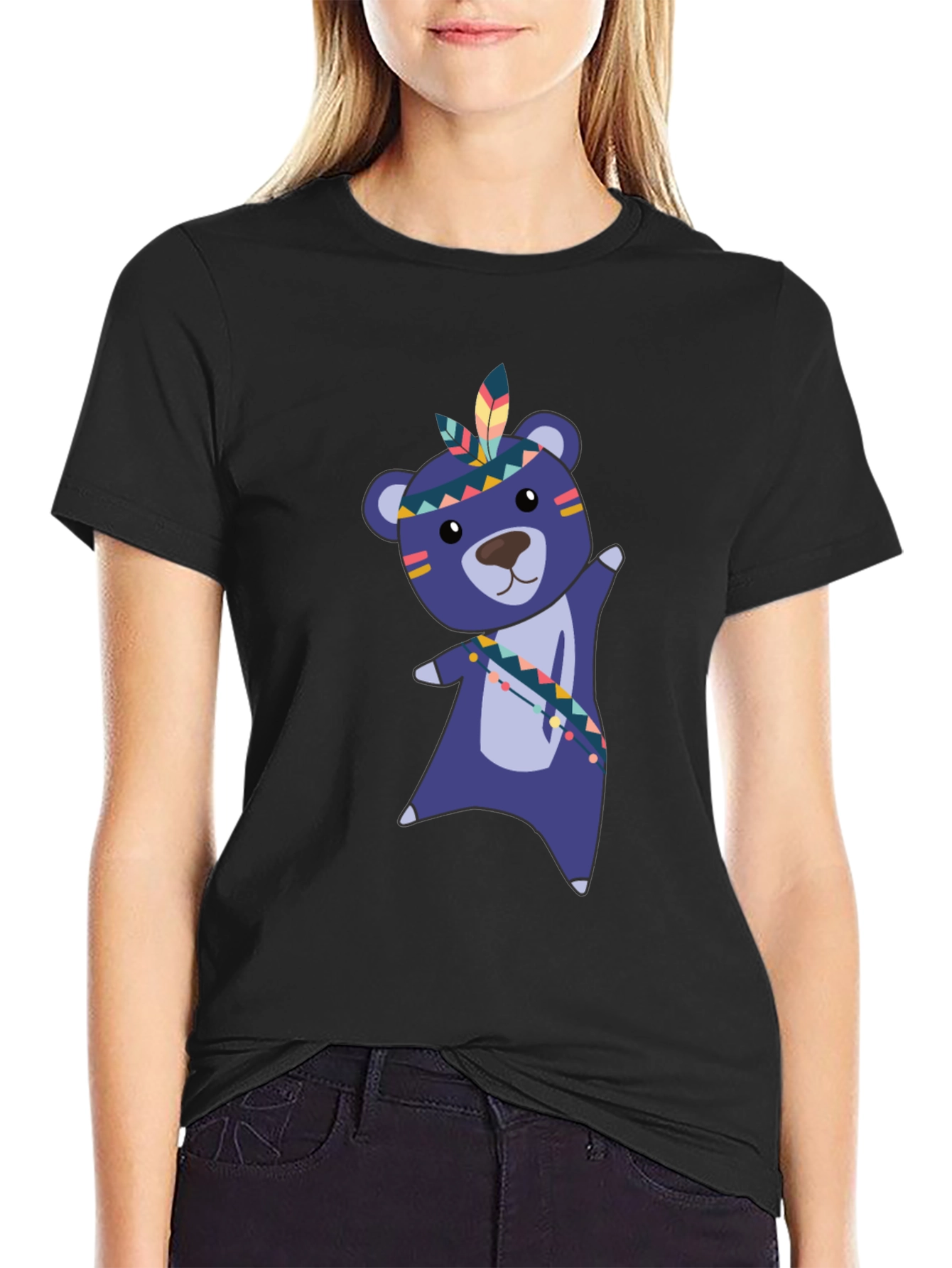 Tribal Bear Graphic Black T-Shirt