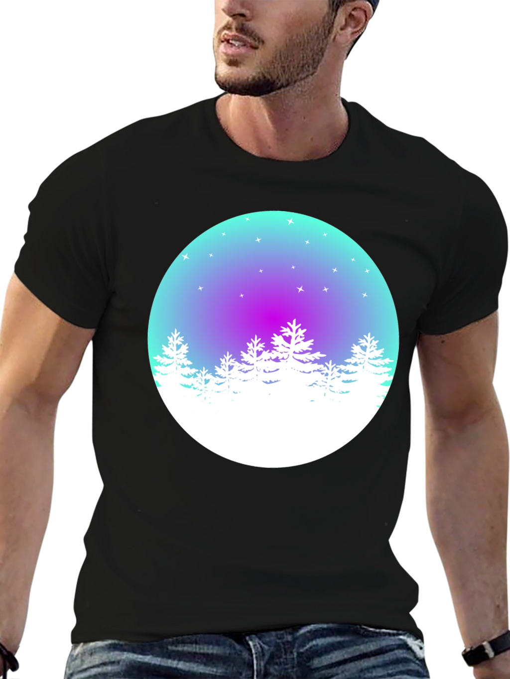 Winter Forest Graphic Tee - Mens Black T-Shirt