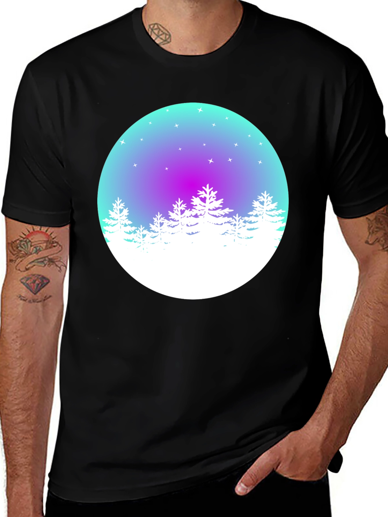 Winter Forest Graphic Tee - Mens Black T-Shirt
