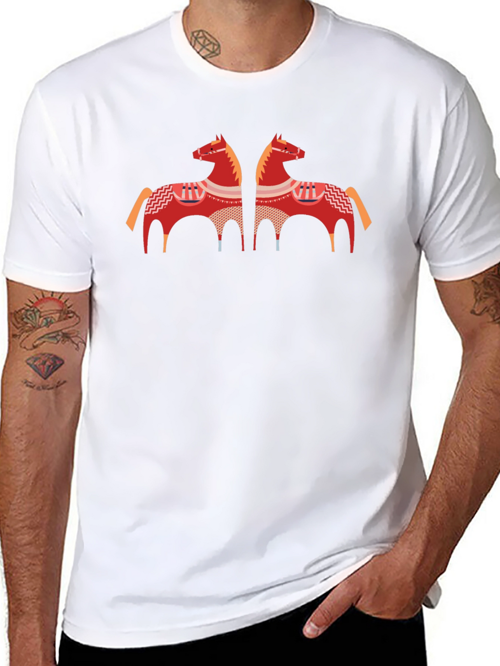Black T-Shirt with Horse Graphic