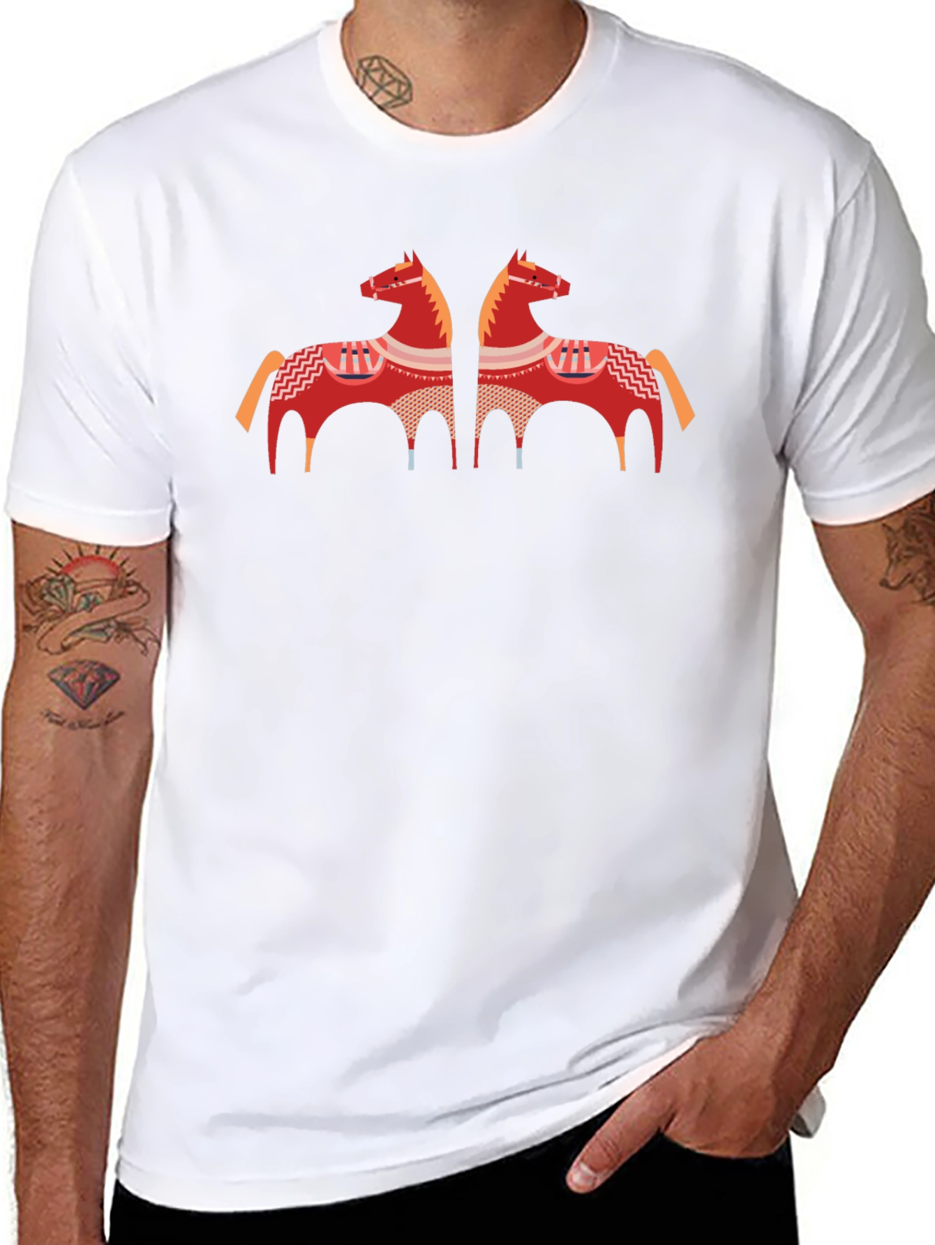 Black T-Shirt with Horse Graphic