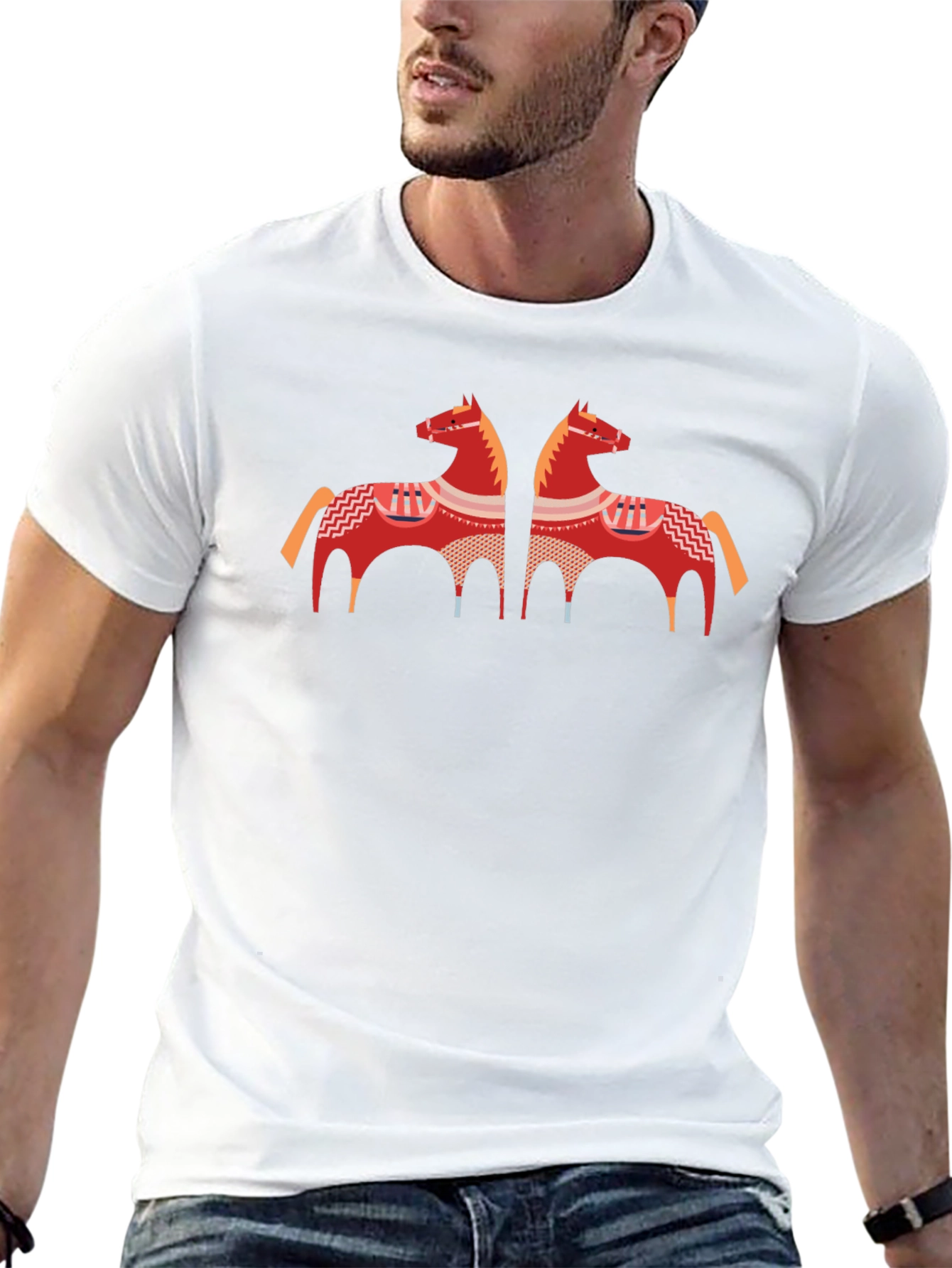 Black T-Shirt with Horse Graphic