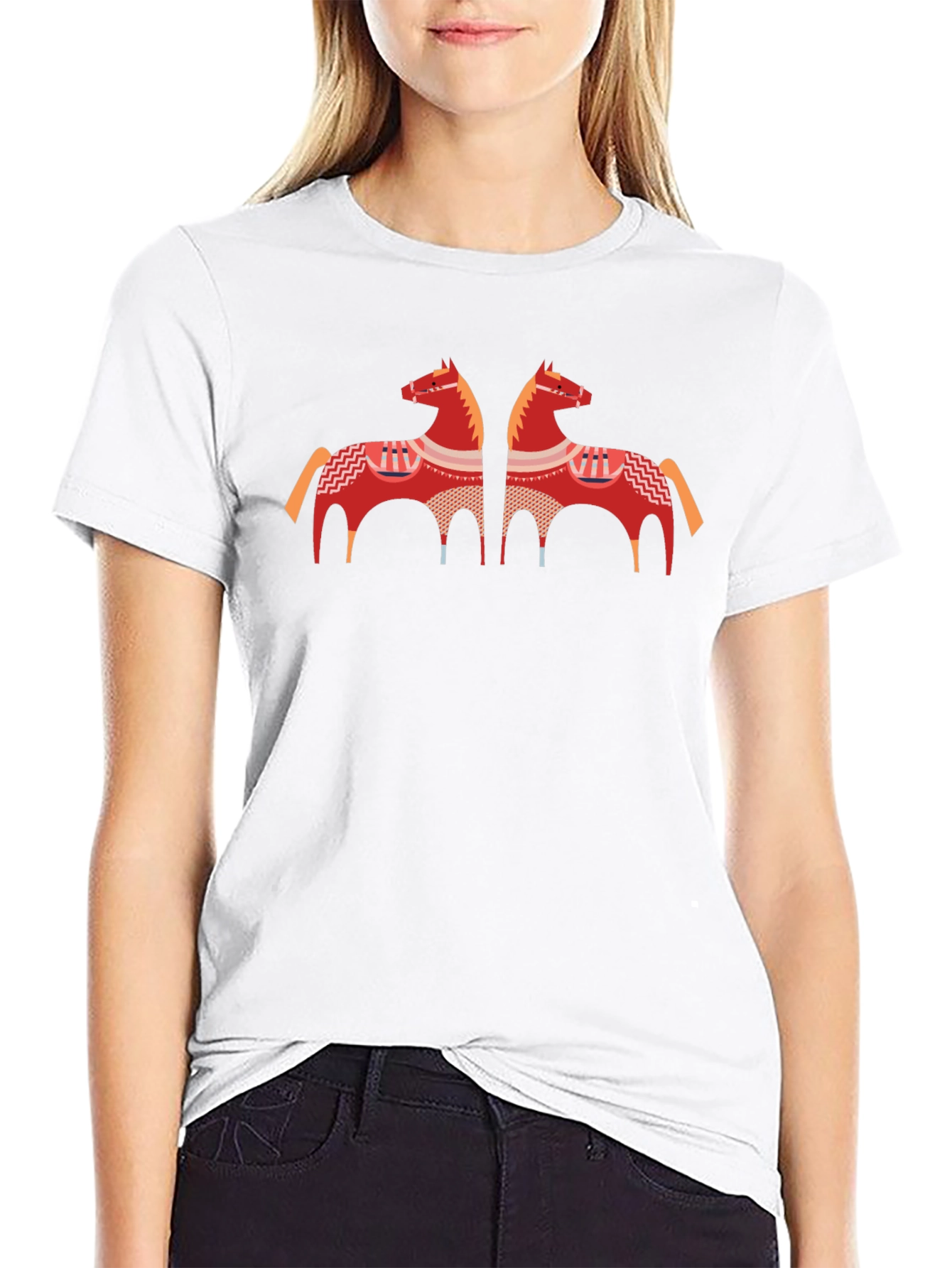 Black T-Shirt with Horse Graphic
