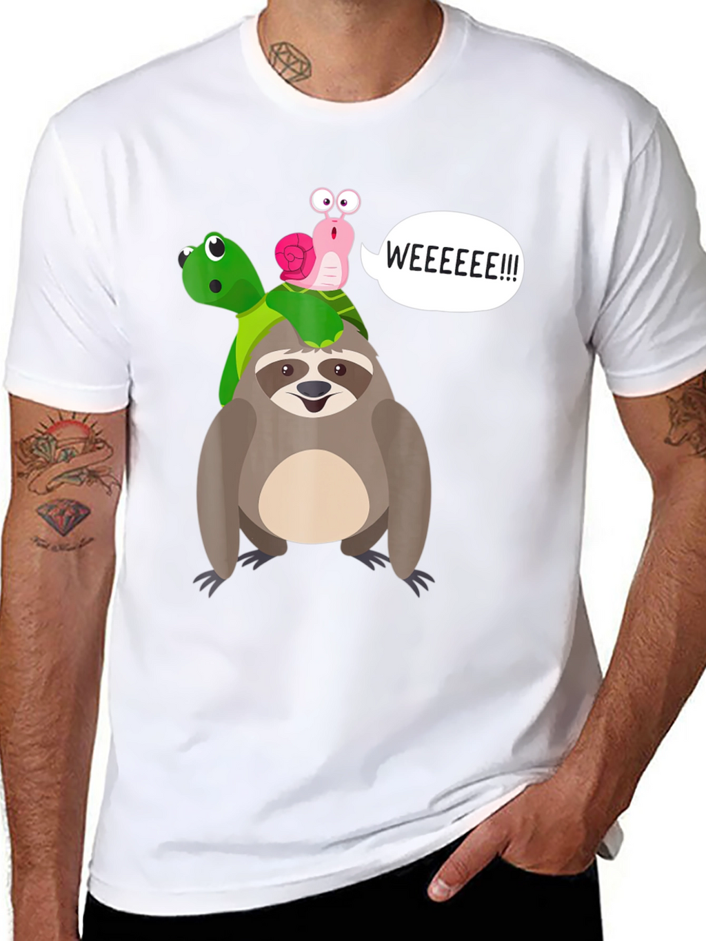 Sloth Turtle and Snail Graphic Tee